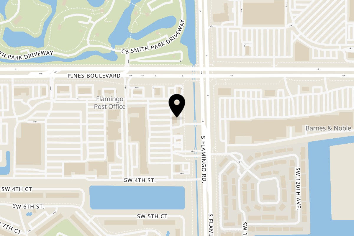 Map showing the location of Qwench Juice Bar & DRNK Coffee + Tea (Pembroke Pines) on 150 South Flamingo Road in Pembroke Pines